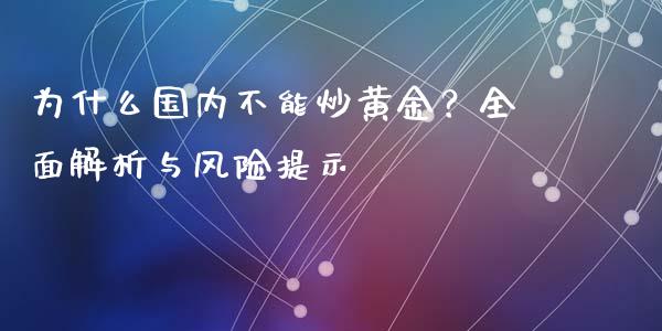 为什么国内不能炒黄金？全面解析与风险提示_https://cj001.lansai.wang_财经百问_第1张