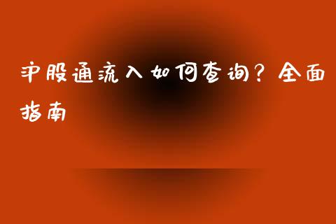 沪股通流入如何查询？全面指南_https://cj001.lansai.wang_保险问答_第1张