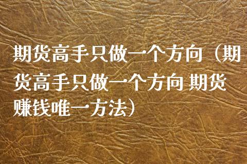 期货高手只做一个方向（期货高手只做一个方向 期货赚钱唯一方法）_https://cj001.lansai.wang_理财问答_第1张