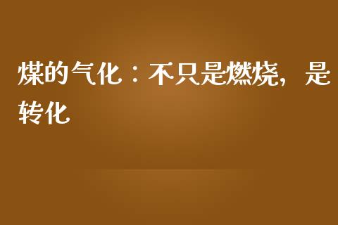 煤的气化：不只是燃烧，是转化_https://cj001.lansai.wang_期货问答_第1张