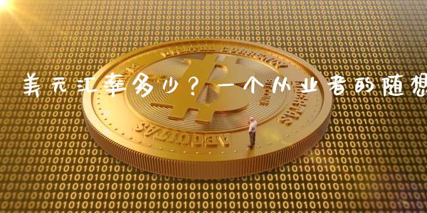 美元汇率多少？一个从业者的随想_https://cj001.lansai.wang_会计问答_第1张