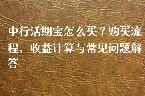 中行活期宝怎么买？购买流程、收益计算与常见问题解答_https://cj001.lansai.wang_保险问答_第1张
