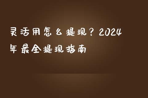 灵活用怎么提现？2024年最全提现指南_https://cj001.lansai.wang_财经问答_第1张