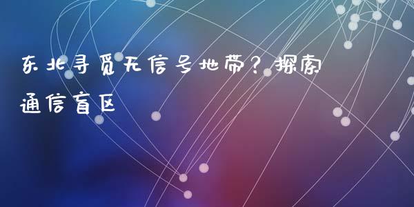 东北寻觅无信号地带？探索通信盲区_https://cj001.lansai.wang_理财问答_第1张
