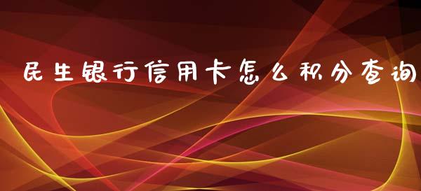 民生银行信用卡怎么积分查询_https://cj001.lansai.wang_金融问答_第1张