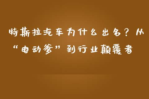 特斯拉汽车为什么出名？从“电动爹”到行业颠覆者_https://cj001.lansai.wang_保险问答_第1张