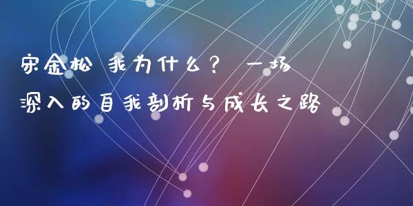 宋金松 我为什么？ 一场深入的自我剖析与成长之路_https://cj001.lansai.wang_股市问答_第1张