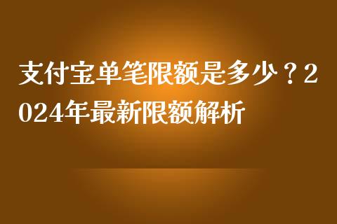 支付宝单笔限额是多少？2024年最新限额解析_https://cj001.lansai.wang_金融问答_第1张