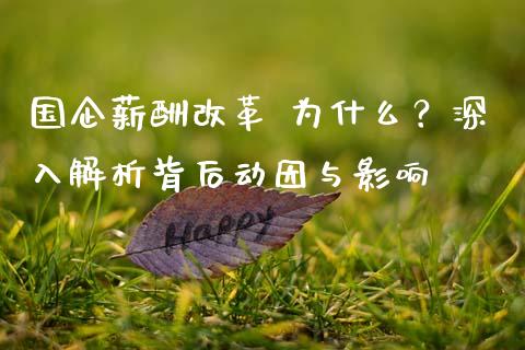 国企薪酬改革 为什么？深入解析背后动因与影响_https://cj001.lansai.wang_股市问答_第1张