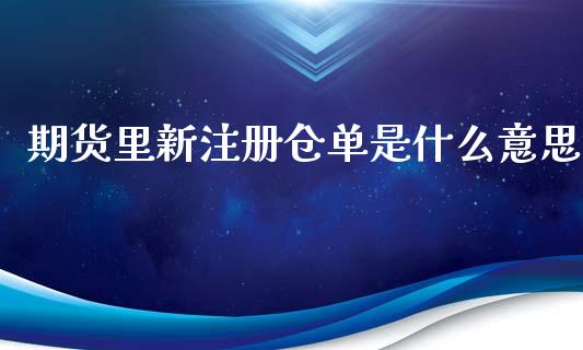 期货里新注册仓单是什么意思_https://cj001.lansai.wang_会计问答_第1张