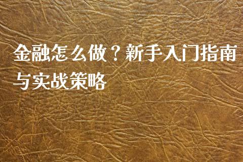 金融怎么做？新手入门指南与实战策略_https://cj001.lansai.wang_期货问答_第1张