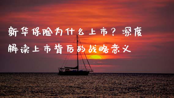 新华保险为什么上市？深度解读上市背后的战略意义_https://cj001.lansai.wang_财经问答_第1张