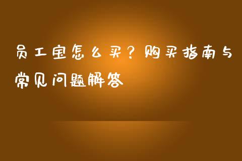 员工宝怎么买？购买指南与常见问题解答_https://cj001.lansai.wang_财经百问_第1张