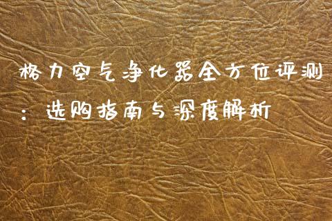 格力空气净化器全方位评测：选购指南与深度解析_https://cj001.lansai.wang_理财问答_第1张