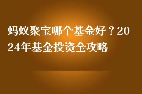 蚂蚁聚宝哪个基金好？2024年基金投资全攻略_https://cj001.lansai.wang_期货问答_第1张