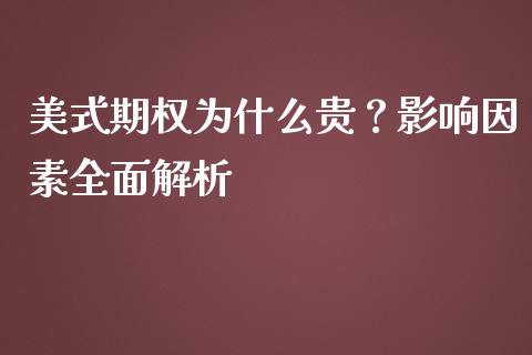 美式期权为什么贵？影响因素全面解析_https://cj001.lansai.wang_股市问答_第1张