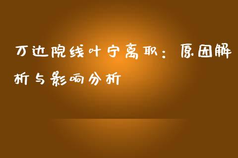 万达院线叶宁离职：原因解析与影响分析_https://cj001.lansai.wang_财经百问_第1张