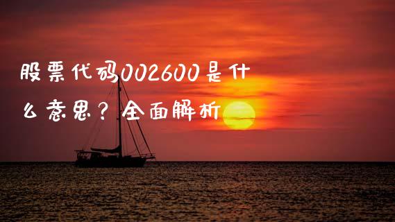 股票代码002600是什么意思？全面解析_https://cj001.lansai.wang_保险问答_第1张