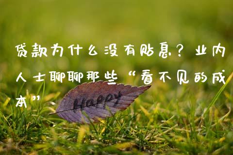 贷款为什么没有贴息？业内人士聊聊那些“看不见的成本”_https://cj001.lansai.wang_会计问答_第1张