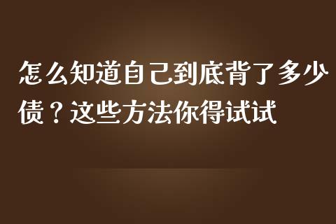 怎么知道自己到底背了多少债？这些方法你得试试_https://cj001.lansai.wang_财经百问_第1张