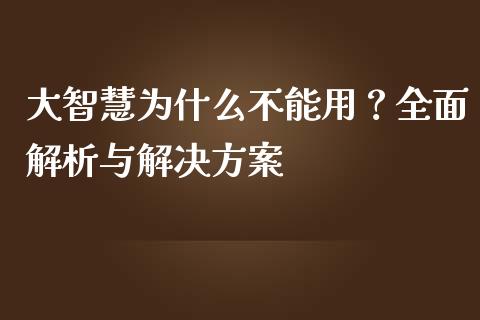 大智慧为什么不能用？全面解析与解决方案_https://cj001.lansai.wang_财经问答_第1张
