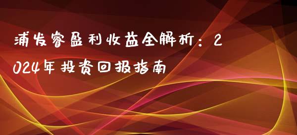 浦发睿盈利收益全解析：2024年投资回报指南_https://cj001.lansai.wang_会计问答_第1张