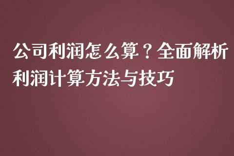 公司利润怎么算?全面解析利润计算方法与技巧_金融问答_第1张_财经百问网 公司利润怎么算?全面解析利润计算方法与技巧_https://cj001.lansai.wang_金融问答_第1张