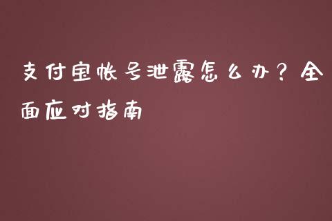 支付宝帐号泄露怎么办？全面应对指南_https://cj001.lansai.wang_期货问答_第1张
