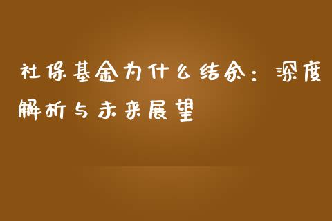 社保基金为什么结余：深度解析与未来展望_https://cj001.lansai.wang_理财问答_第1张