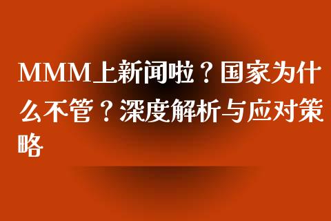 MMM上新闻啦？国家为什么不管？深度解析与应对策略_https://cj001.lansai.wang_财经百问_第1张