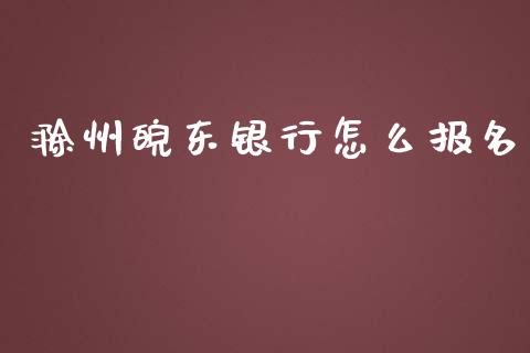 滁州皖东银行怎么报名_https://cj001.lansai.wang_财经百问_第1张