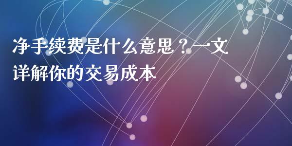 净手续费是什么意思？一文详解你的交易成本_https://cj001.lansai.wang_会计问答_第1张