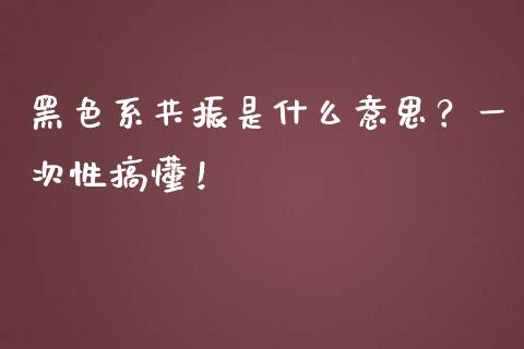 黑色系共振是什么意思？一次性搞懂！_https://cj001.lansai.wang_会计问答_第1张