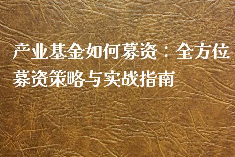 产业基金如何募资:全方位募资策略与实战指南_会计问答_第1张_财经百问网 产业基金如何募资:全方位募资策略与实战指南_https://cj001.lansai.wang_会计问答_第1张