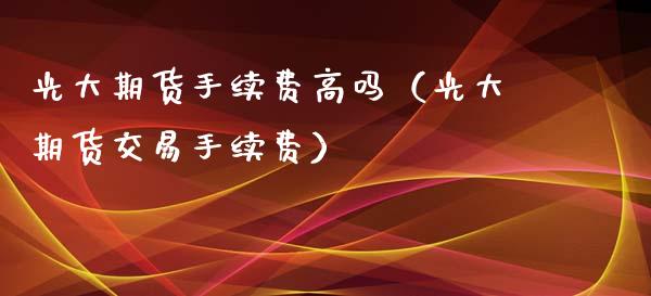 光大期货手续费高吗（光大期货交易手续费）_https://cj001.lansai.wang_保险问答_第1张