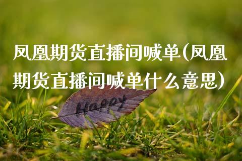 凤凰期货直播间喊单(凤凰期货直播间喊单什么意思)_https://cj001.lansai.wang_财经问答_第1张