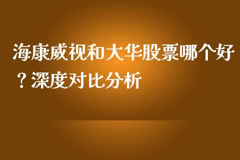 海康威视和大华股票哪个好？深度对比分析_https://cj001.lansai.wang_金融问答_第1张