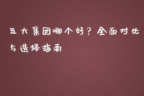 五大集团哪个好？全面对比与选择指南_https://cj001.lansai.wang_金融问答_第1张