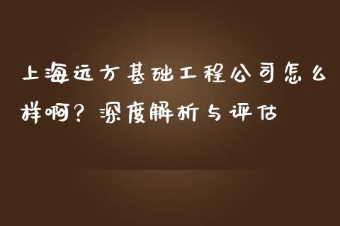 上海远方基础工程公司怎么样啊？深度解析与评估_https://cj001.lansai.wang_金融问答_第1张