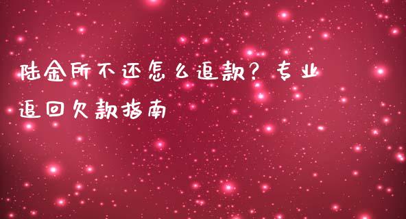 陆金所不还怎么追款？专业追回欠款指南_https://cj001.lansai.wang_金融问答_第1张