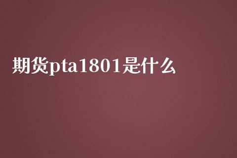 期货pta1801是什么_https://cj001.lansai.wang_财经百问_第1张