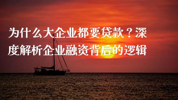 为什么大企业都要贷款？深度解析企业融资背后的逻辑_https://cj001.lansai.wang_财经百问_第1张