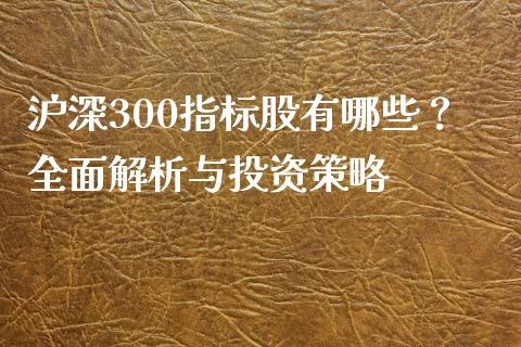沪深300指标股有哪些？全面解析与投资策略_https://cj001.lansai.wang_股市问答_第1张