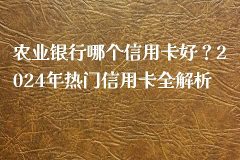 农业银行哪个信用卡好？2024年热门信用卡全解析_https://cj001.lansai.wang_保险问答_第1张