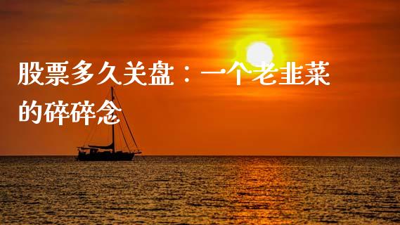 股票多久关盘：一个老韭菜的碎碎念_https://cj001.lansai.wang_金融问答_第1张