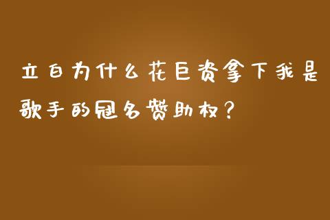 立白为什么花巨资拿下我是歌手的冠名赞助权？_https://cj001.lansai.wang_股市问答_第1张