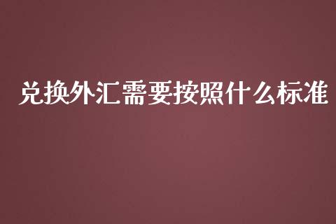 兑换外汇需要按照什么标准_https://cj001.lansai.wang_财经问答_第1张