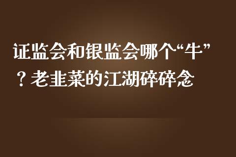 证监会和银监会哪个“牛”？老韭菜的江湖碎碎念_https://cj001.lansai.wang_会计问答_第1张