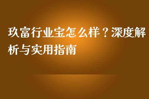 玖富行业宝怎么样？深度解析与实用指南_https://cj001.lansai.wang_会计问答_第1张