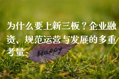 为什么要上新三板？企业融资、规范运营与发展的多重考量_https://cj001.lansai.wang_会计问答_第1张
